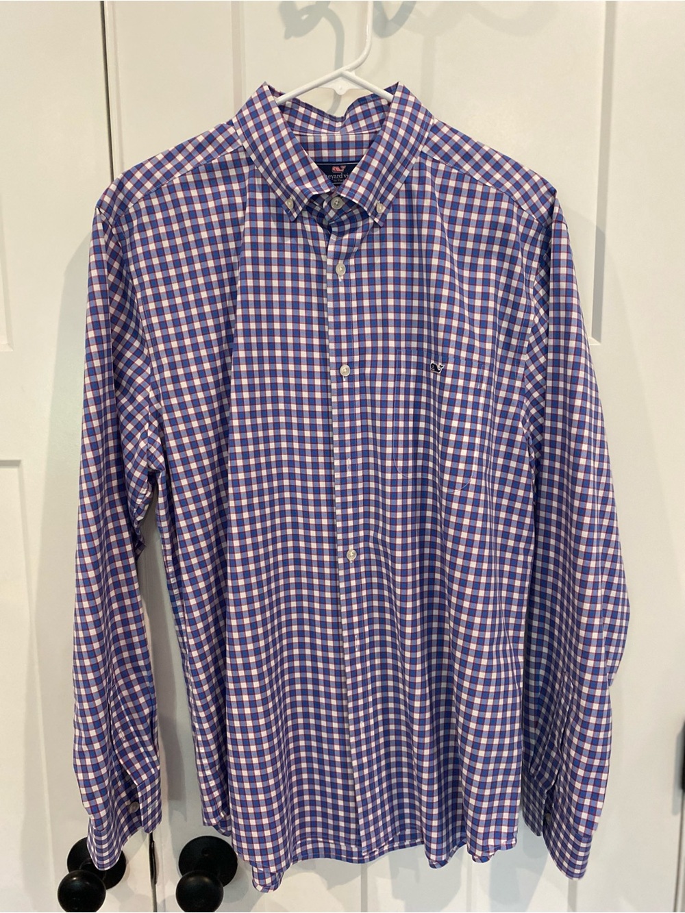 Vineyard Vines Blue, Red and White Gingham Tucker Button-Down Shirt